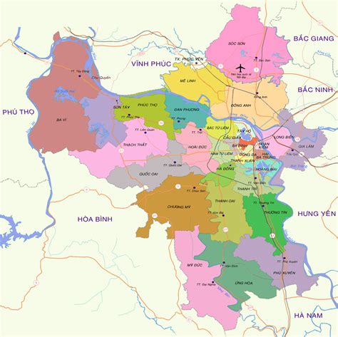 Hanoi District Map - Hanoi Tours