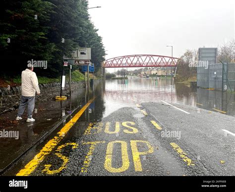 A general view of flooding in Edinburgh, as an amber weather warning in ...