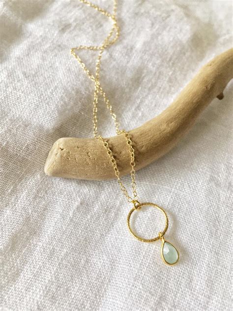 Tiny Stone Necklace Gold Green Stone Necklace Charm Small - Etsy