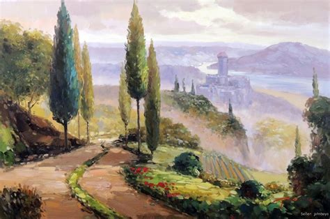 Tuscan, Italian Landscape China Painting, Flower Art Painting, Art ...