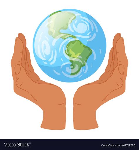 Cartoon hands holding earth save the planet Vector Image