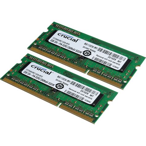 Crucial 4GB (2x2GB) SODIMM Laptop Memory CT2KIT25664BC1339 B&H