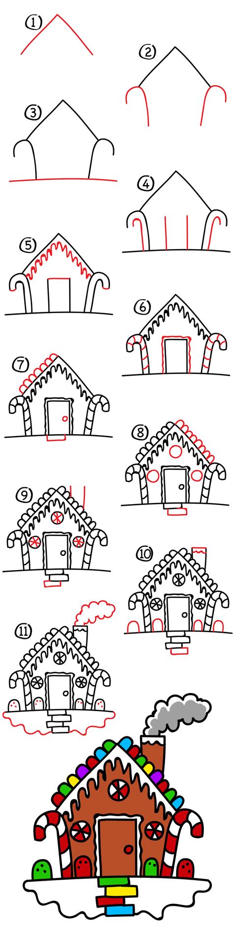 Gingerbread House Drawing Easy