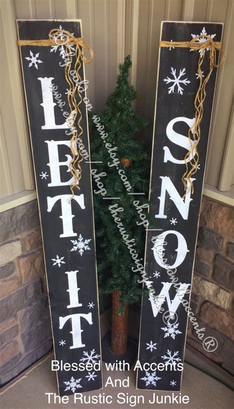 Let It Snow Sign Rustic Christmas Decor Large Porch Signs - Etsy