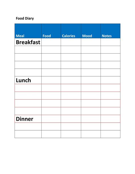 40 Simple Food Diary Templates & Food Log Examples