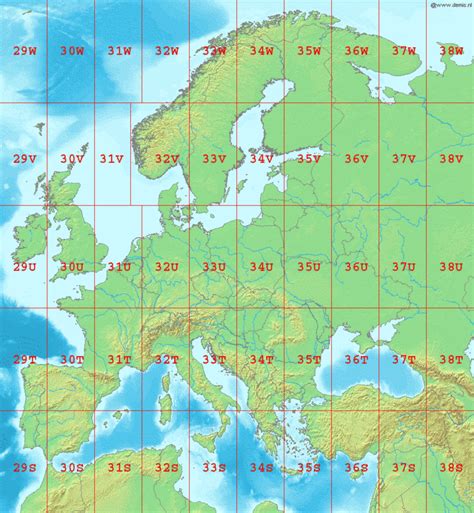 Universal Transverse Mercator coordinate system | Europe map, Latitude ...