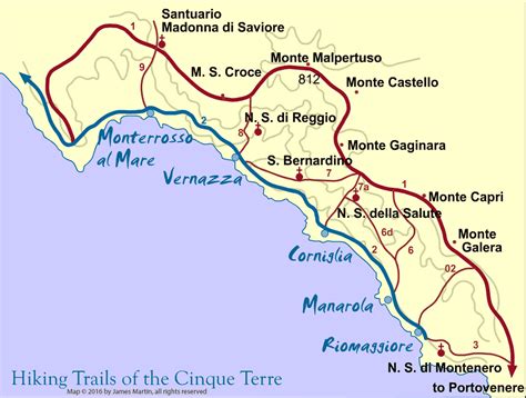 Cinque Terre Trail Map - Walking the Trails | Wandering Italy