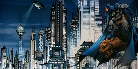 DC Comics : Gotham City Skyline : 100 x 50 cm. Reproduction in Fine Art ...