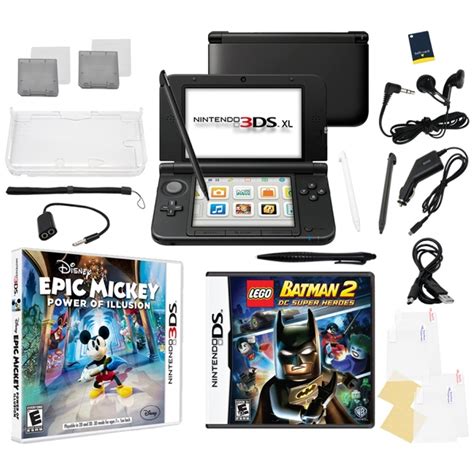 Nintendo 3DS XL Black Bundle with 2 Games & 17 in 1 Kit - Walmart.com