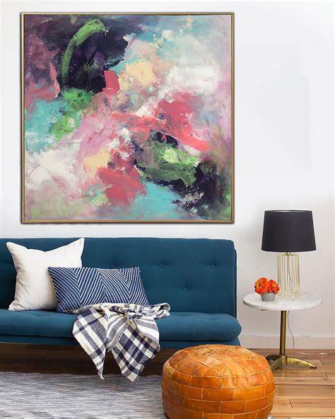 50x50 Large Colorful Painting Vivid Wall Art Canvas Hand | Etsy