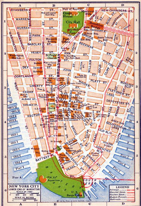 Maps of Lower End Manhattan Map, New York City, New York, United States ...