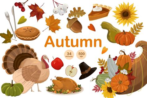 Fall Autumn Thanksgiving Clipart - Design Cuts