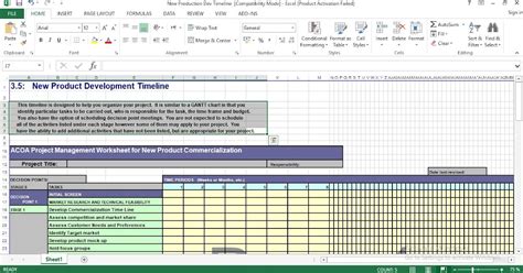 New Product Development Template Excel