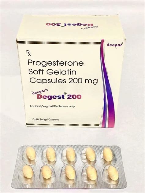 Progesterone 200 Mg Capsule, Packaging Type: Box, Packaging Size: 10x10 ...