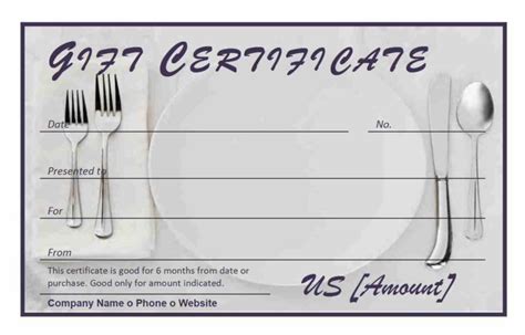 Restaurant Gift Certificate