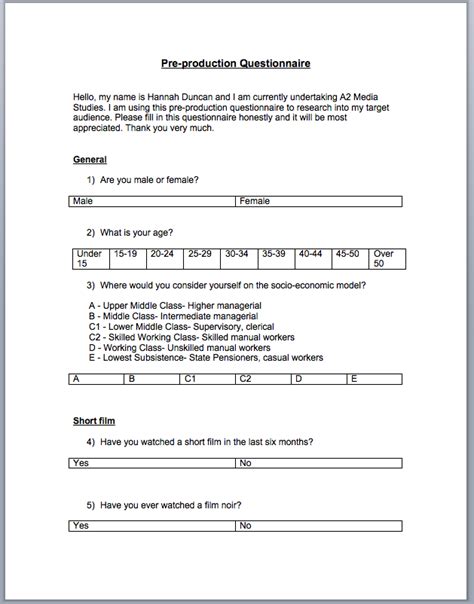 Primary Research Questionnaire