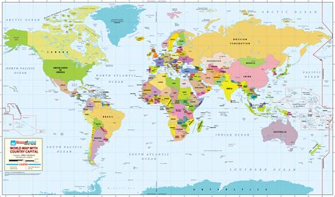 World Map with Countries and Capitals