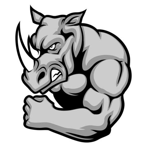 Premium Vector | Rhino mascot showing his muscle arm | Rhino art, Art ...