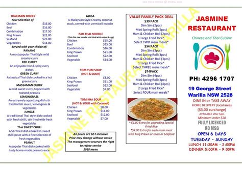 Online Menu of Jasmine Chinese Restaurant Restaurant, Warilla, New ...