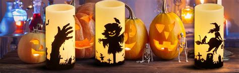 Amazon.com: GenSwin Halloween Flameless Flickering Candles with Witch ...