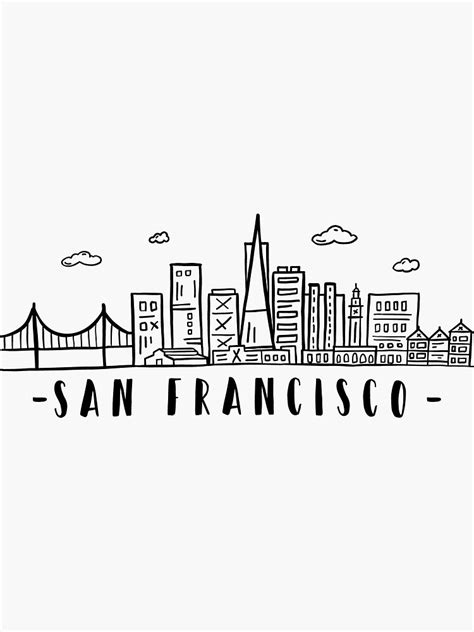 San Francisco Skyline Travel Sticker by DuxDesign in 2021 | City ...