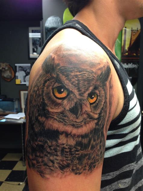 My new Great Horned Owl tattoo. Done by Charlie3am at 2 Tone Tattoos ...