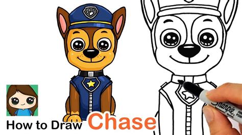 How to Draw Chase Easy | Paw Patrol - YouTube | Paw drawing, Cute ...