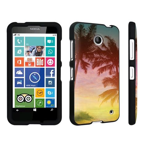 Amazon.com: DuroCase ® Nokia Lumia 635 Hard Case Black - (Palm Trees ...