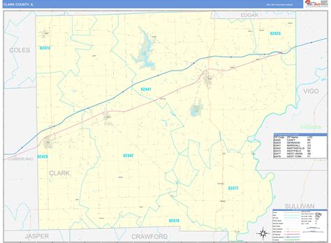 Clark County, IL Zip Code Wall Map Basic Style by MarketMAPS - MapSales