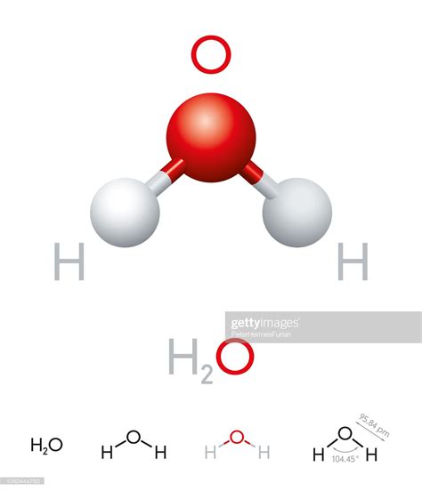 H2O Water Molecule Model and Chemical Formula