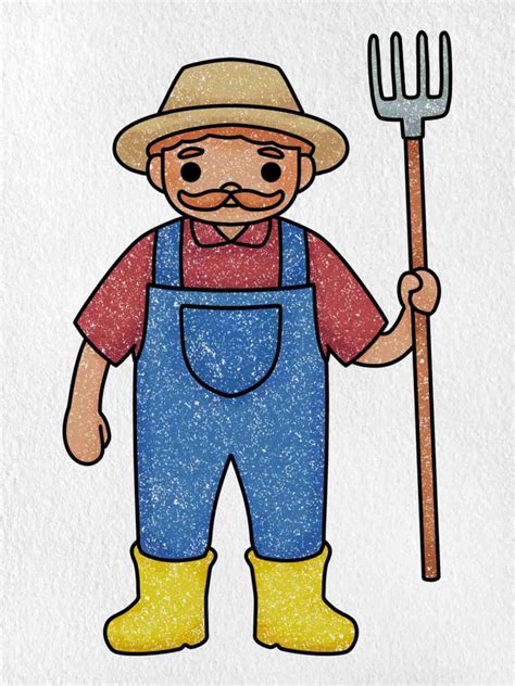 How To Draw A Farmer Easy Drawing Tutorial For Kids | Images and Photos ...