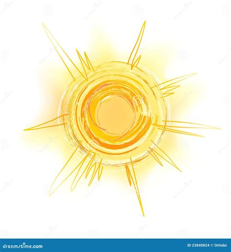 Drawing Yellow Sun With Rays - Sketch Stock Images - Image: 23840824