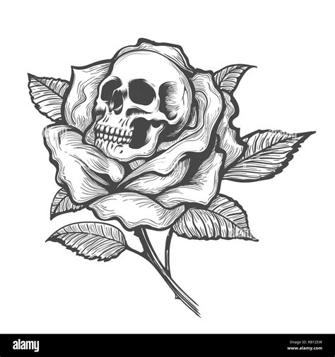 Skull And Rose Tattoo