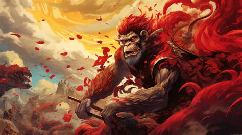 The Monkey King, Sun Wukong, leads an army of monkeys into battle ...