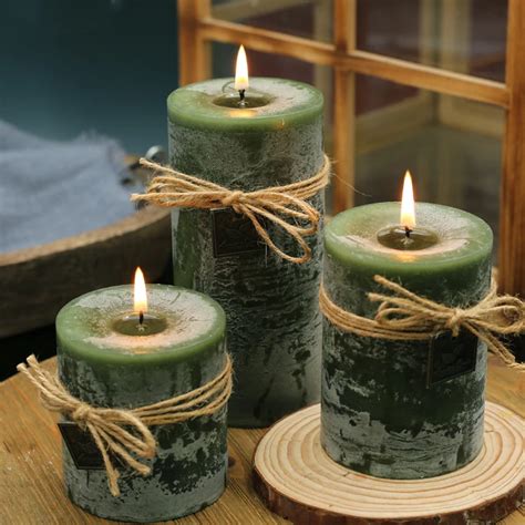 Green-Scented-Candles-Pillar-Wax-Candles-Smokeless-Essential-Oil ...