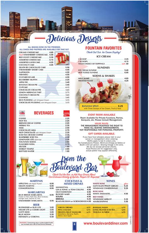 Boulevard Diner menu in Dundalk, Maryland, USA