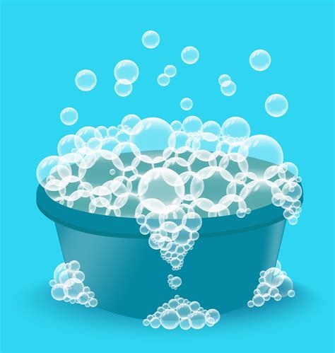 Blue plastic basin with soap suds. Bowl with bubbles. Laundry 3339647 ...