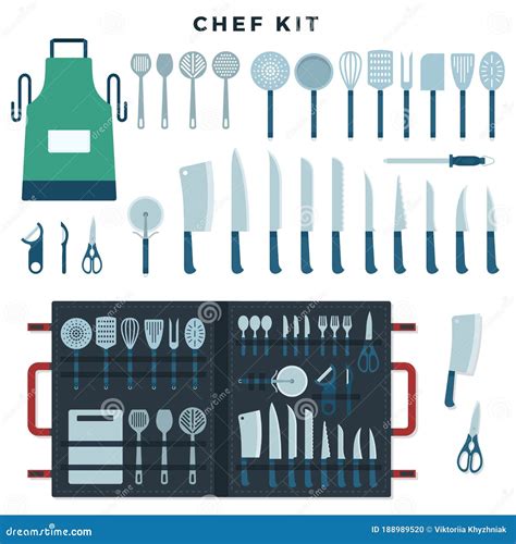 Chef Kitchen Tools Set. Collection of Tools for Cooking, Knives for ...