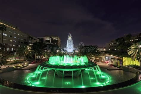 Night View of Los Angeles City Hall Stock Image - Image of california ...