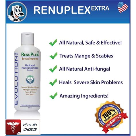 RenuPlex Medicated Dog Mange Shampoo Extra Strength Mange Shampoo for ...