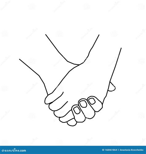 Continuous Line Drawing of Holding Hands Together White Background ...