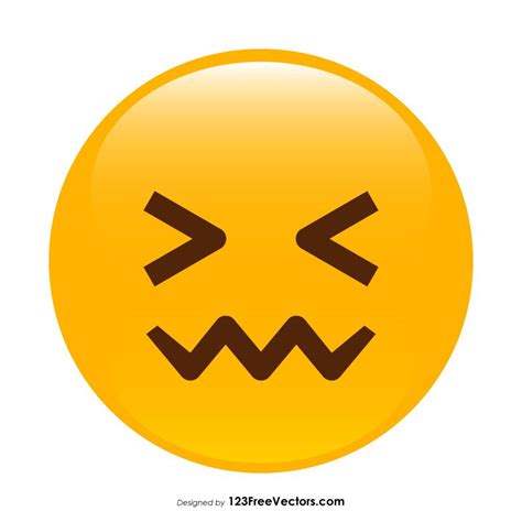 Confounded Face Emoji Vector Download - https://www.123freevectors.com ...