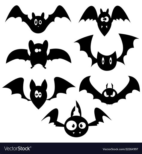 Set of bats for halloween collection of black Vector Image