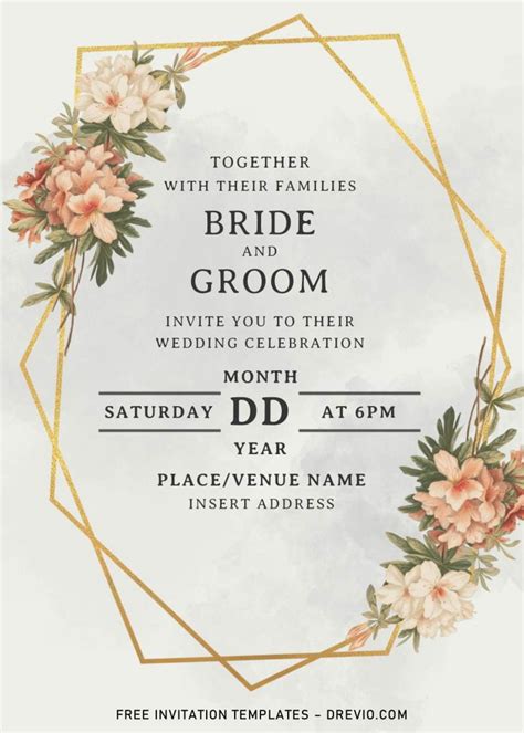 Greenery Geometric Wedding Invitation Templates – Editable With MS Word ...