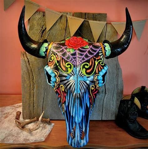 Sugar Skull Bison Wall Art -- Embellish a bison skull for sugar skull ...