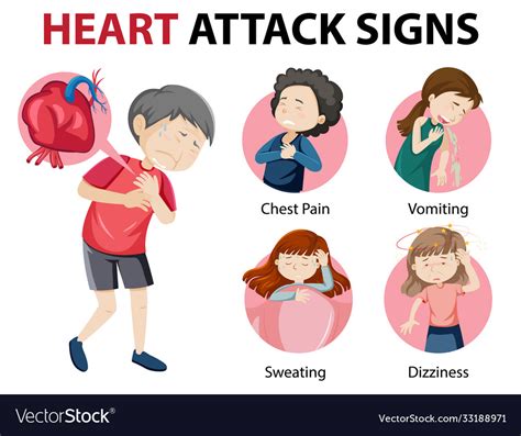 Heart attack symptoms or warning signs infographic