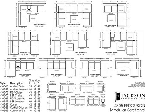 Jackson Ferguson Sectional Sofa Set B - Leather Color JF-4305-30-76-59 ...