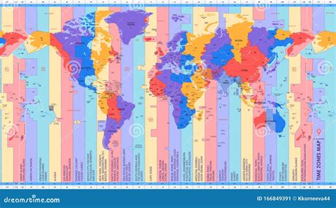 Large World Time Zone Map E77