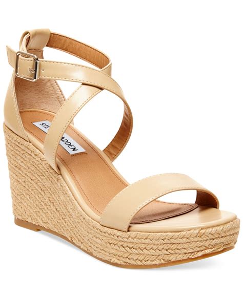 Steve madden Women's Montaukk Platform Wedge Sandals in Natural | Lyst