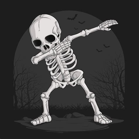 Hand drawn funny Skeleton doing dabbing dance, Halloween skull ...